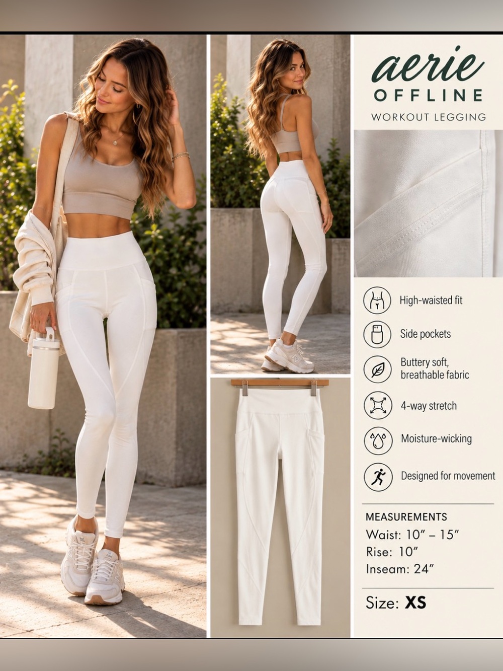 aerie Offline High-Waisted Leggings in White